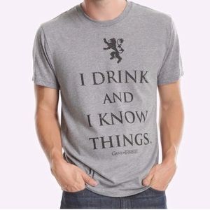 Game Of Thrones Shirt I Drink And I Know Things Medium Gray Short Sleeve